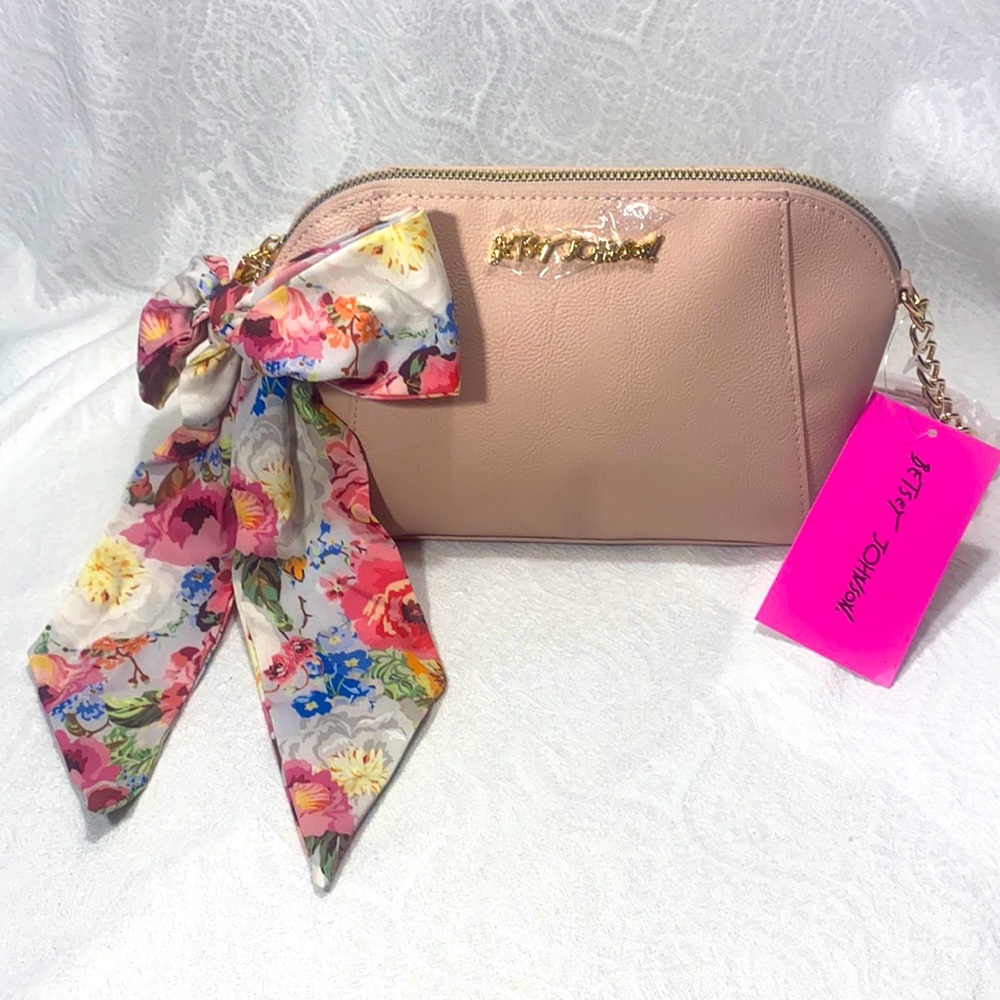 Betsey Johnson purse crossbody bag Luv BJ floral blush Womans crossbody